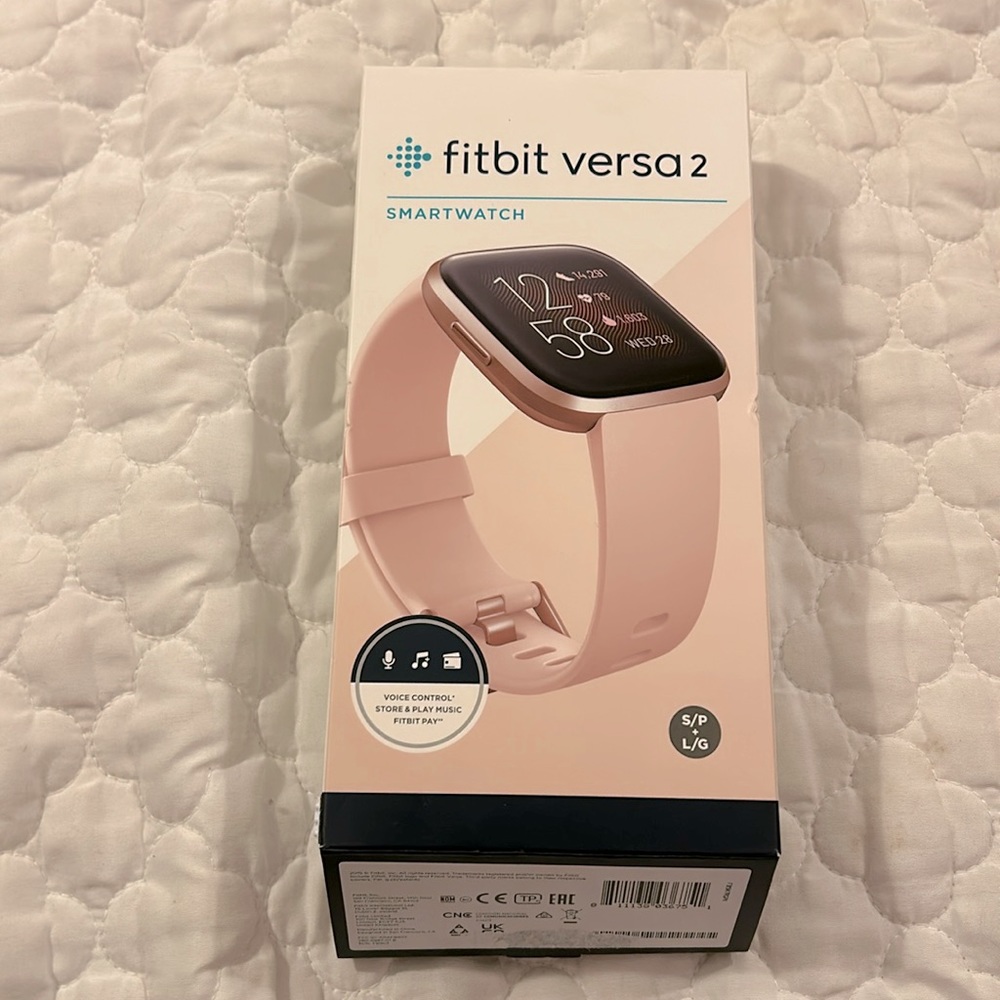 Fitbit versa 2 smart. Box, charging cable, and original box and packaging.